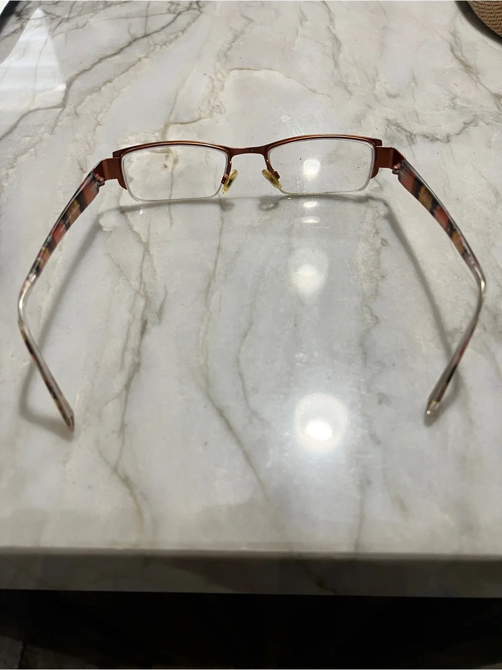 Women's FYSH UK Semi-Rimless Reading Glasses in Brown with Gold Accents